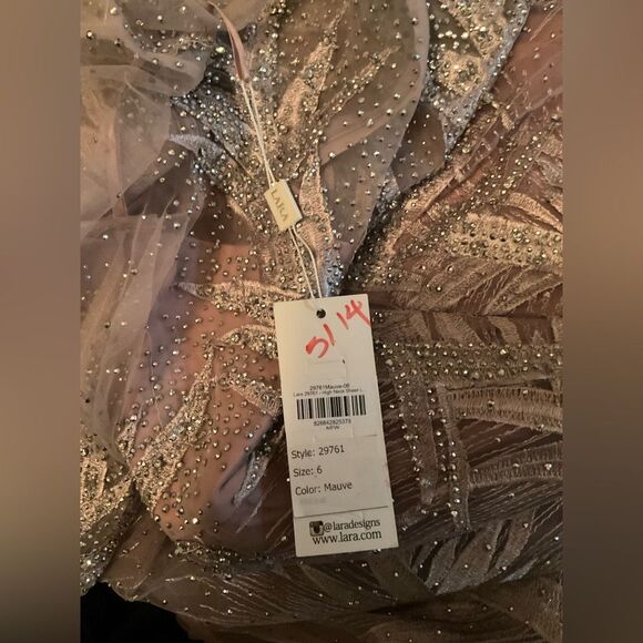 LARA High Neck Sheer Long Sleeve Embellished Gown - Picture 11 of 12